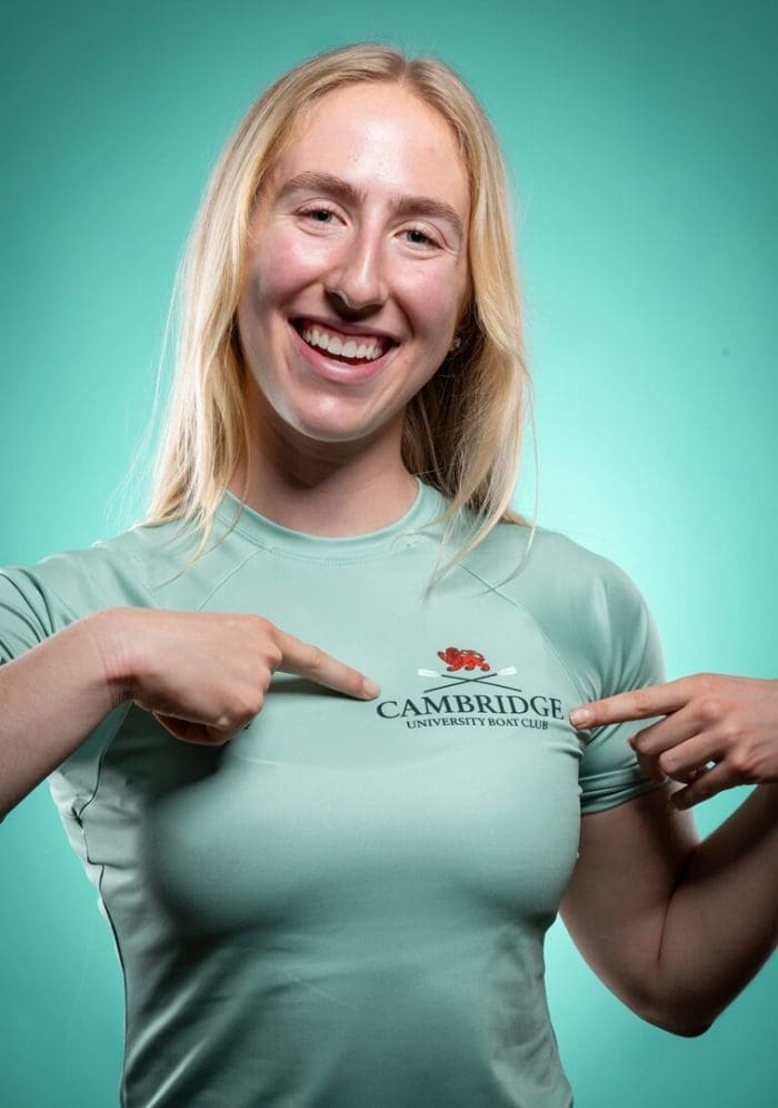 CUBC athlete in light blue top having fun