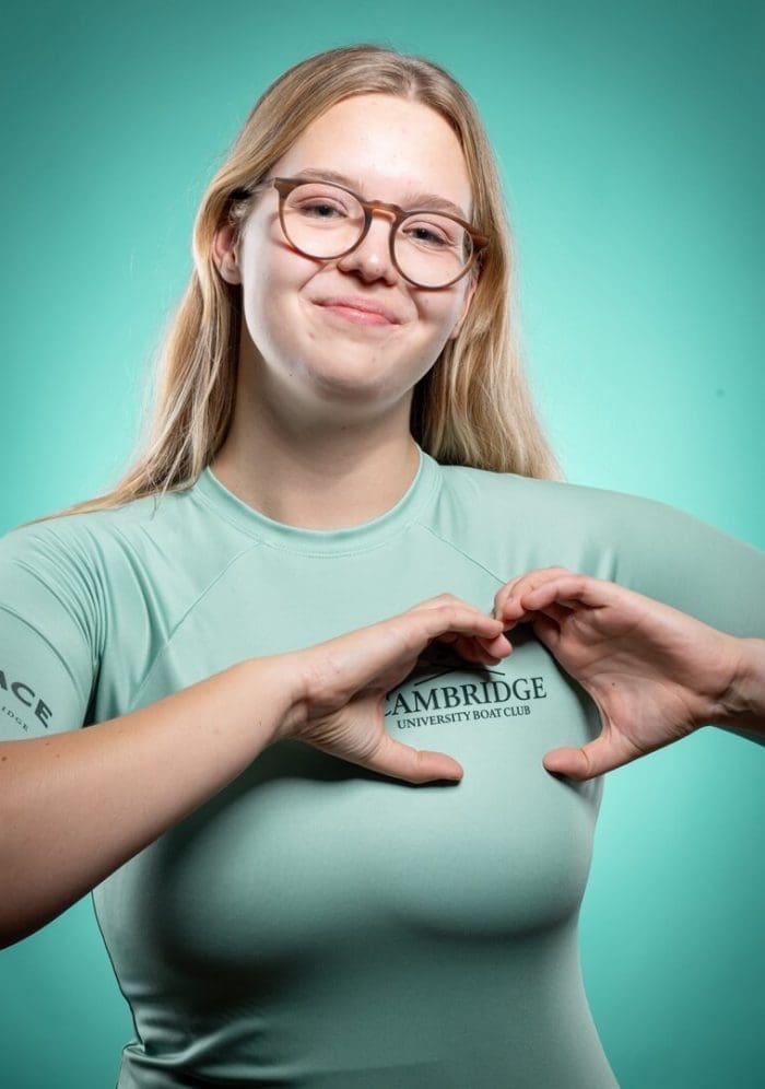 CUBC athlete in light blue top having fun