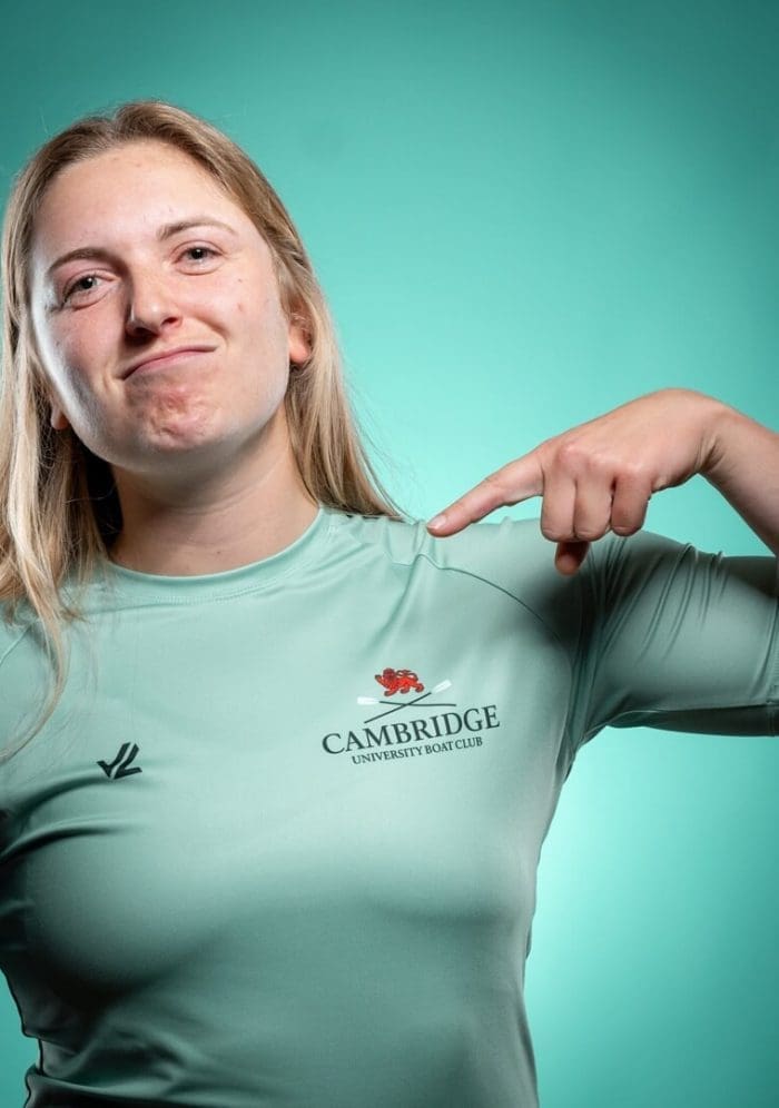 CUBC athlete in light blue top having fun