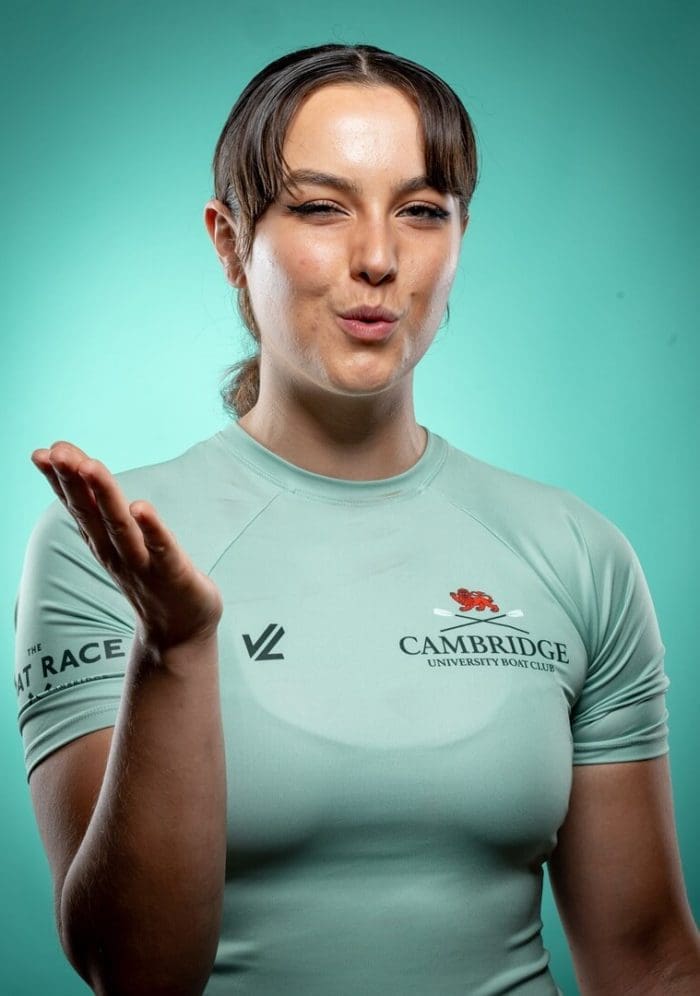 CUBC athlete in light blue top having fun