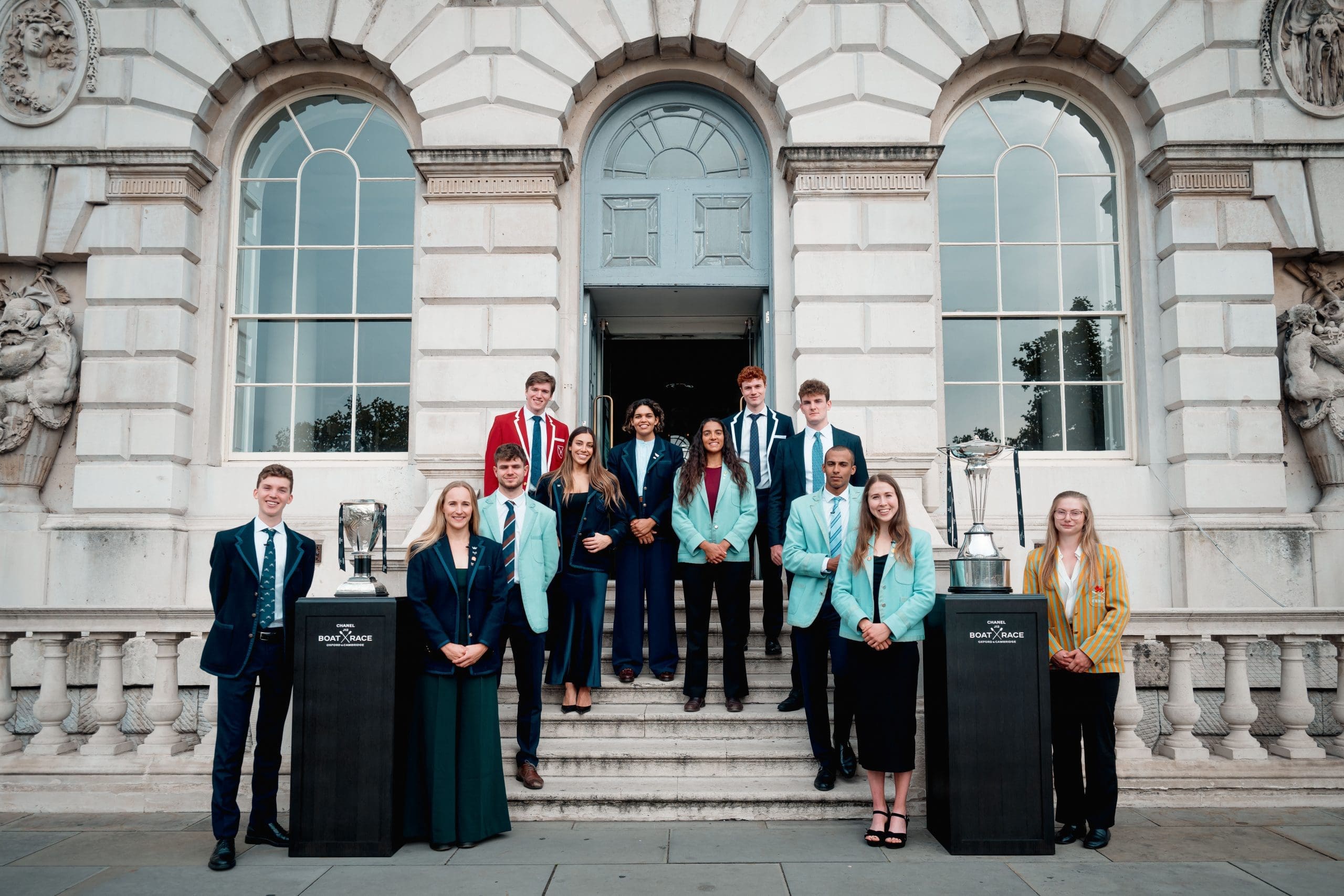 Oxford and Cambridge athletes in blazers at Presidents' Challenge for The Boat Race 2026