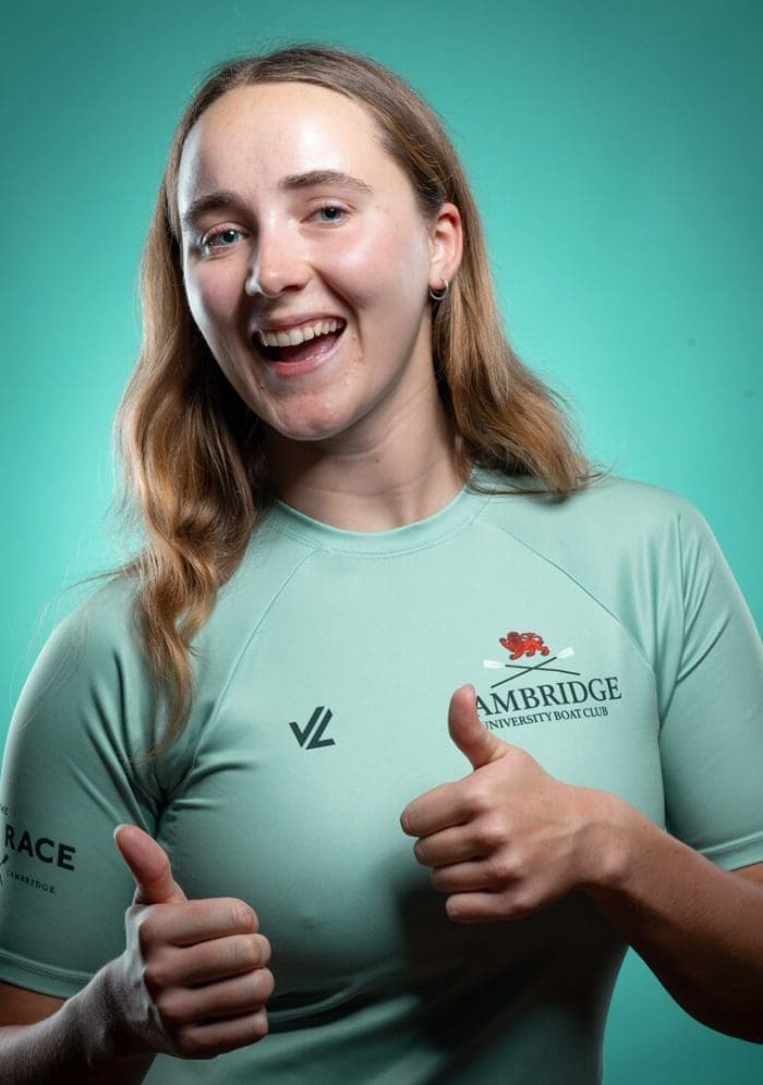 CUBC athlete in light blue top having fun