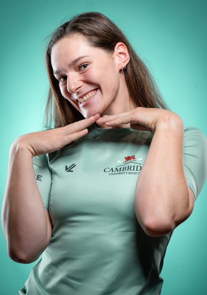 CUBC athlete in light blue top having fun