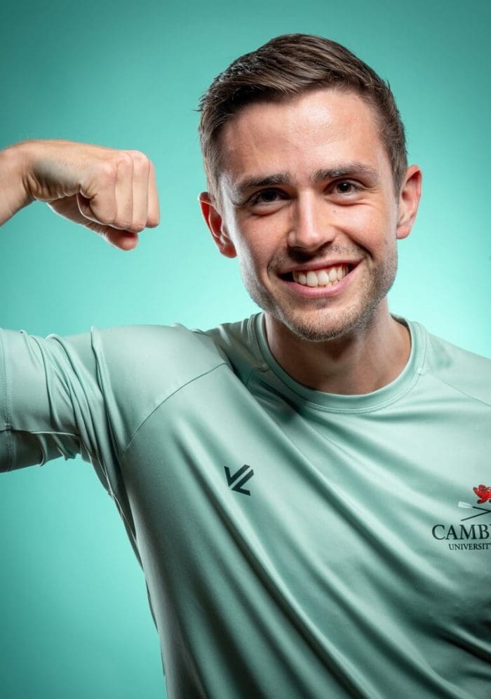 CUBC athlete in light blue top having fun