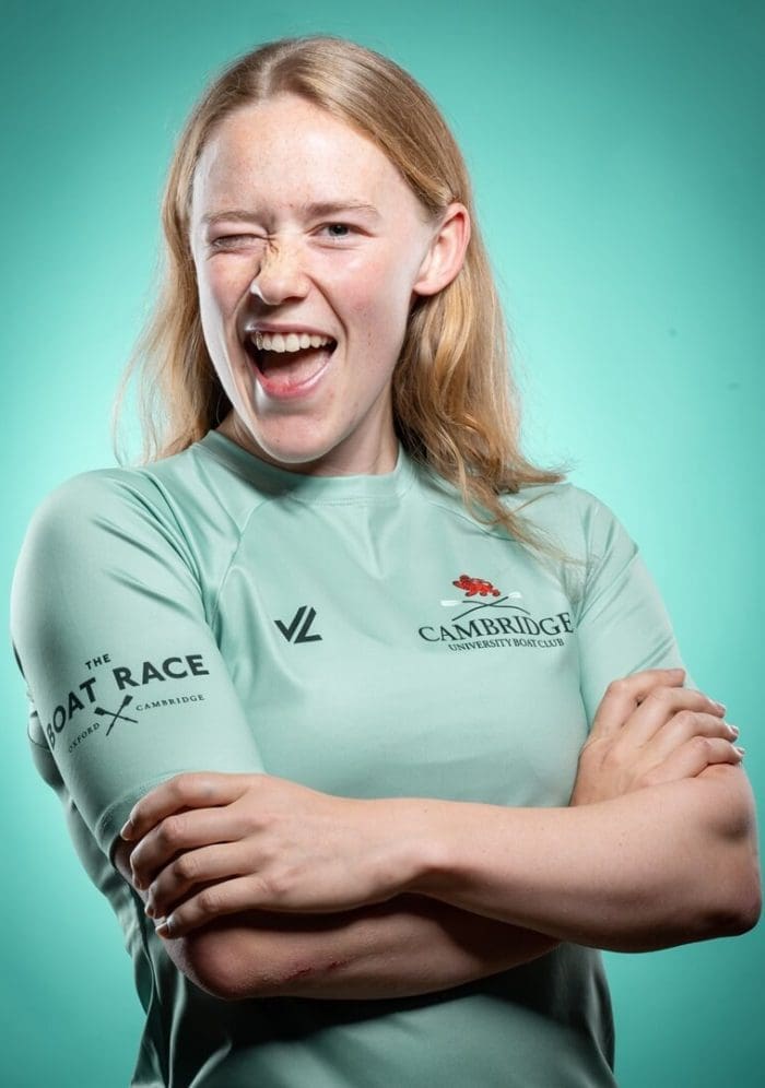 CUBC athlete in light blue top having fun