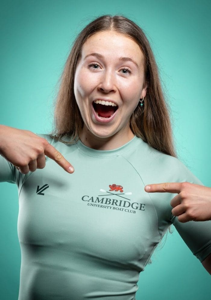 CUBC athlete in light blue top having fun