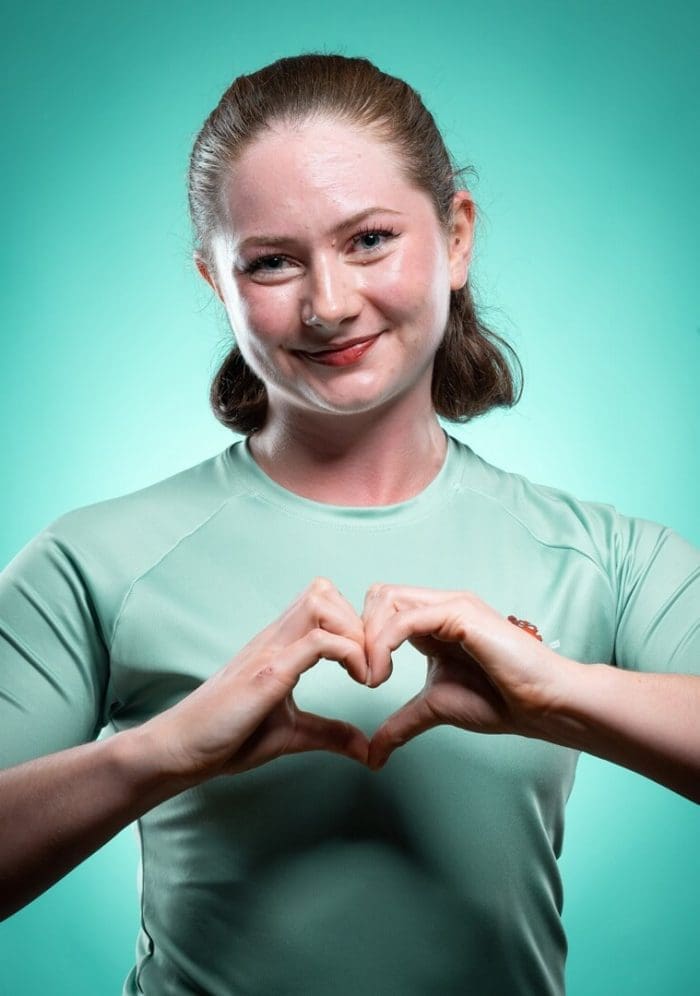 CUBC athlete in light blue top having fun