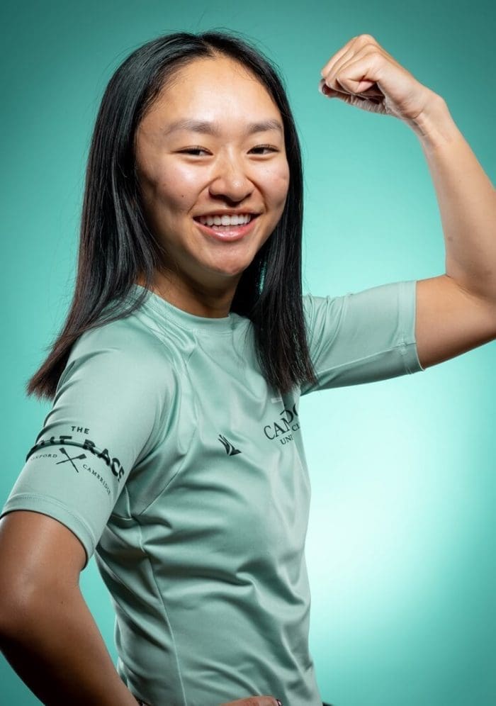 CUBC athlete in light blue top having fun