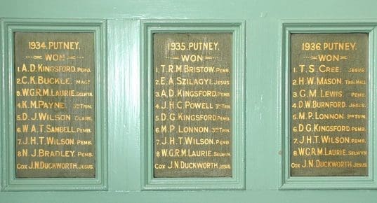 CUBC Honours Boards from 1934-36