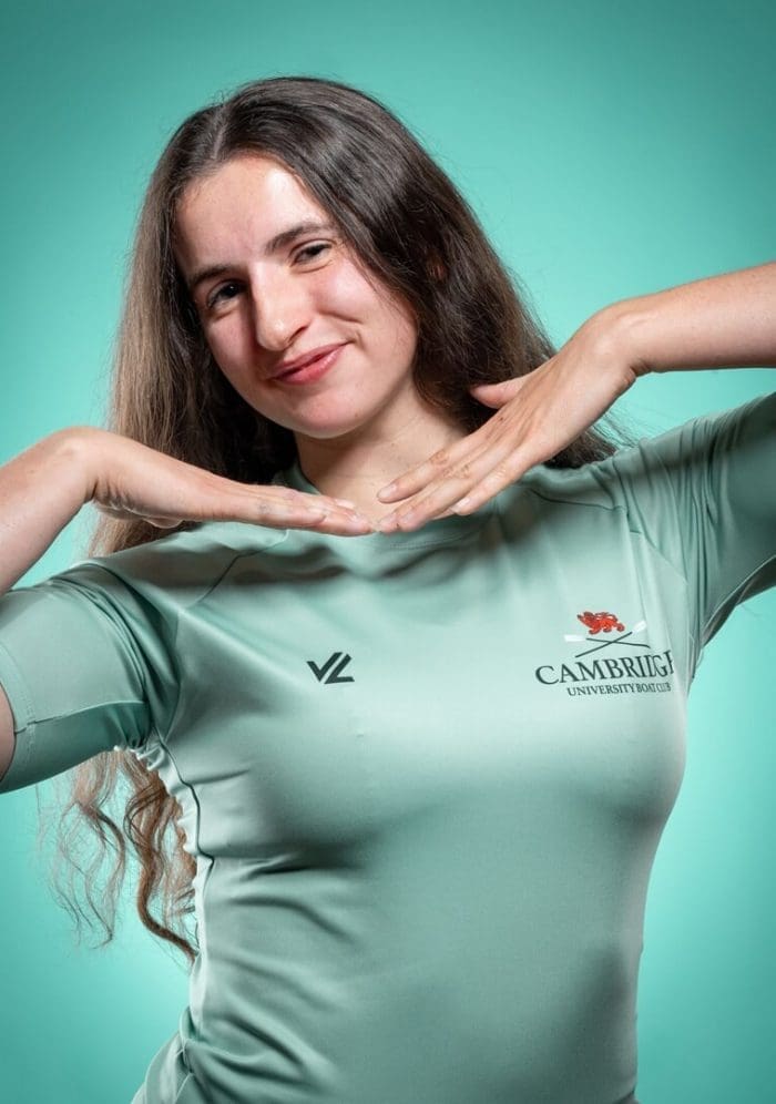 CUBC athlete in light blue top having fun