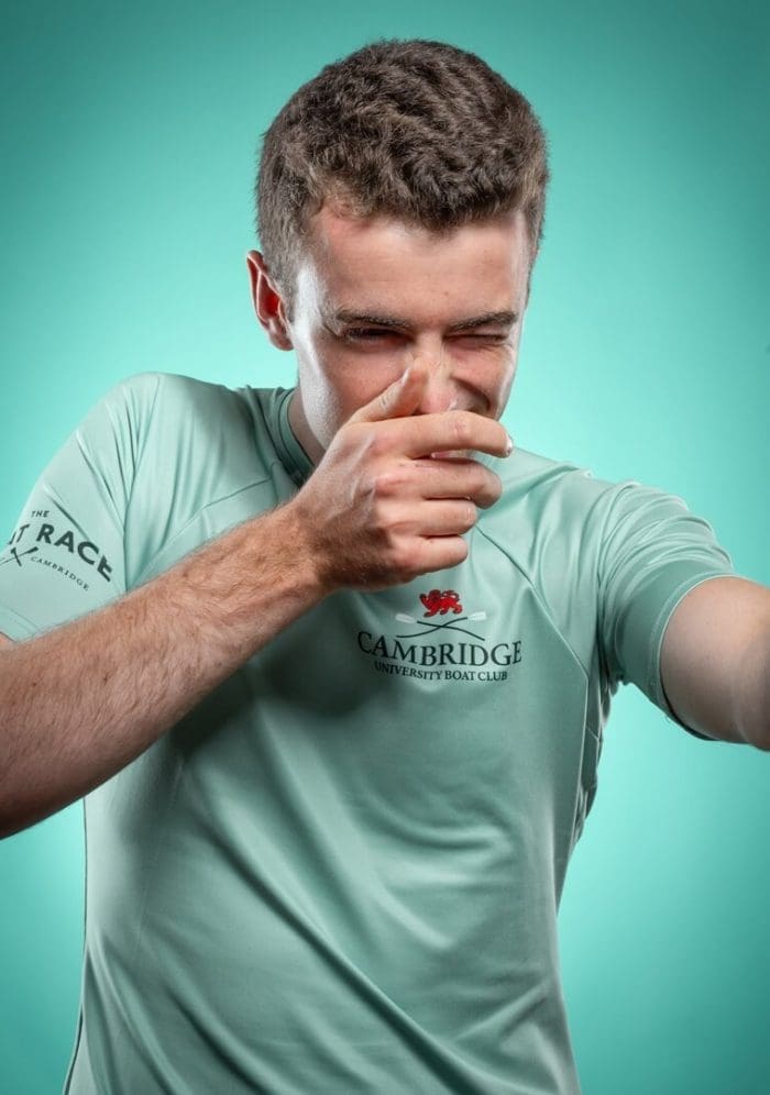 CUBC athlete in light blue top having fun