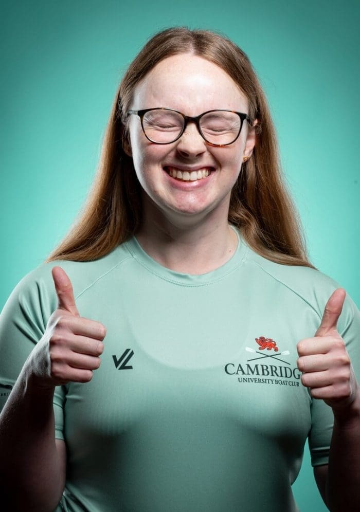 CUBC athlete in light blue top having fun