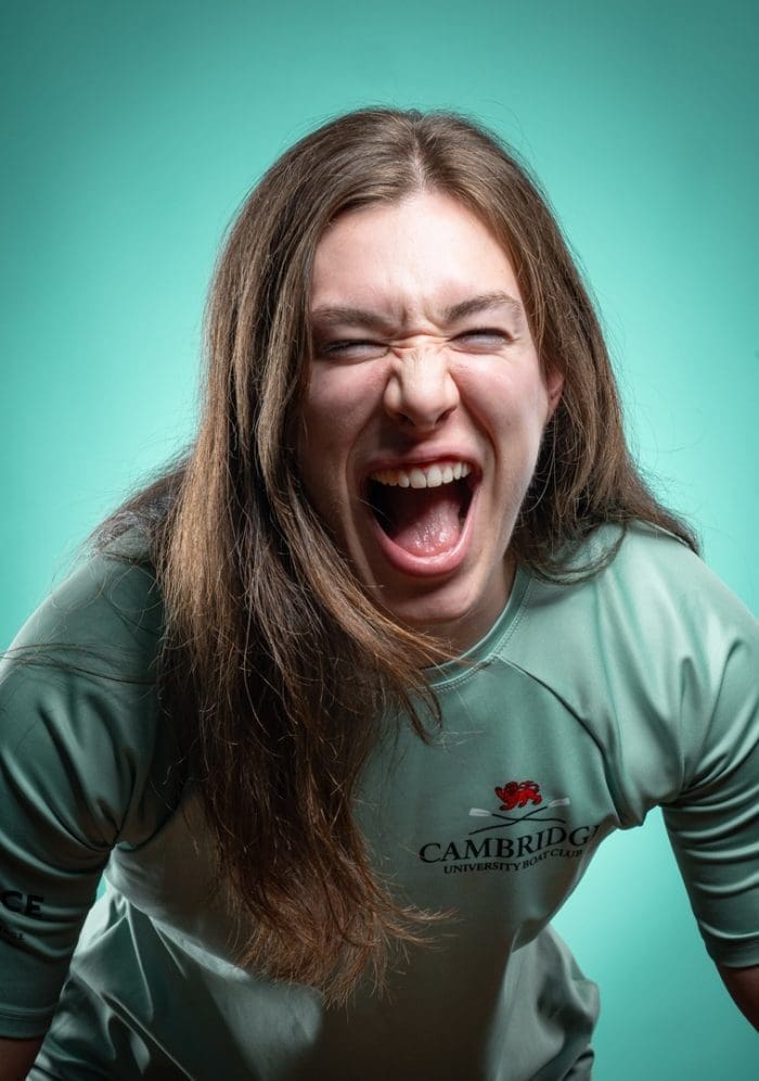 CUBC athlete in light blue top having fun