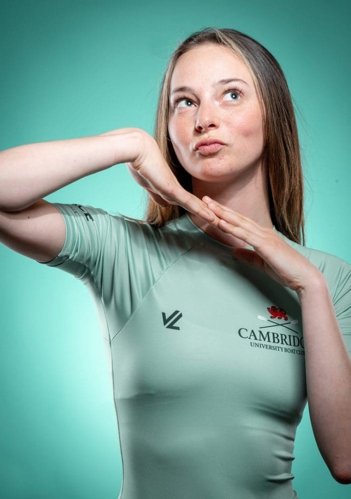 CUBC athlete in light blue top having fun