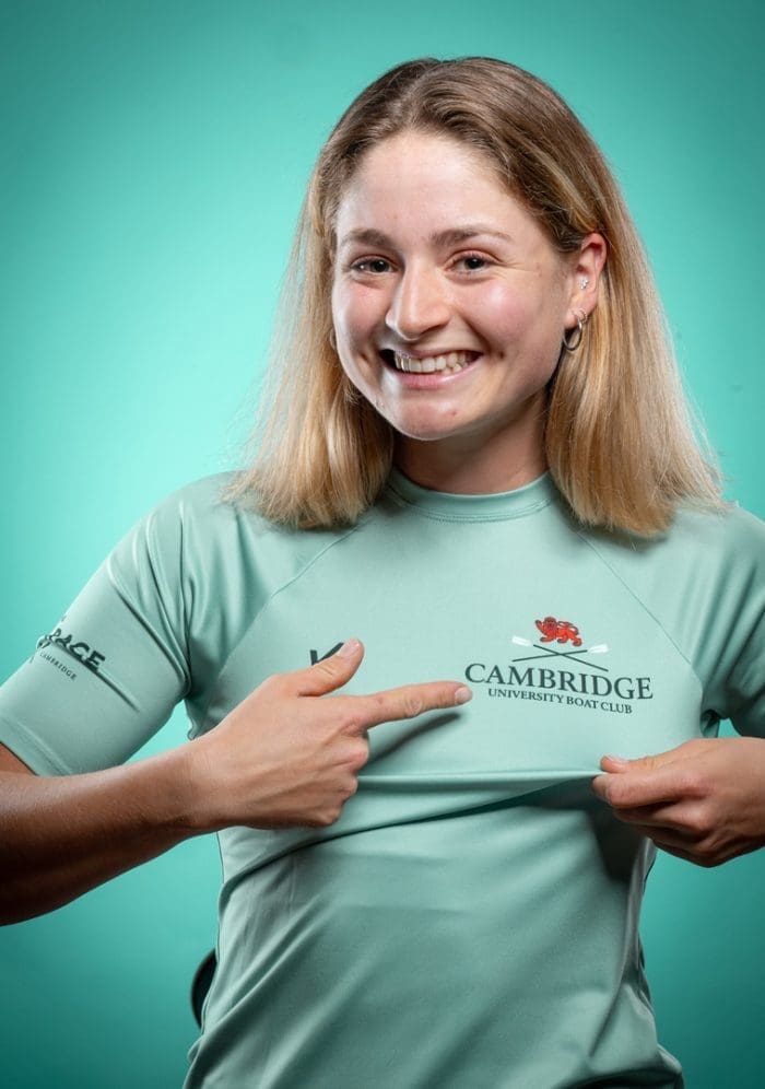 CUBC athlete in light blue top having fun