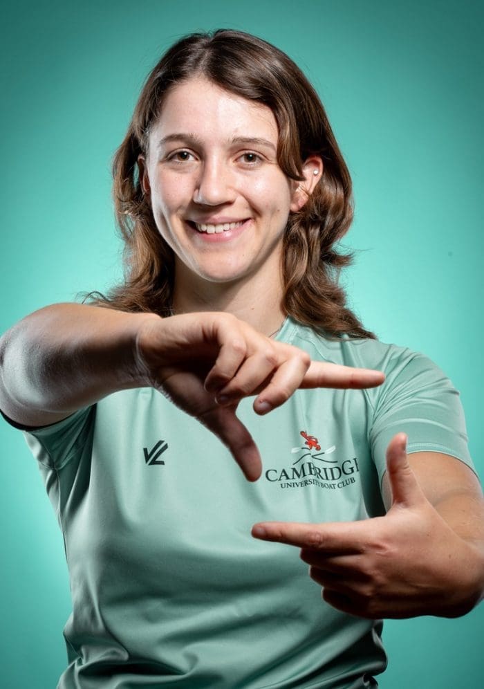 CUBC athlete in light blue top having fun