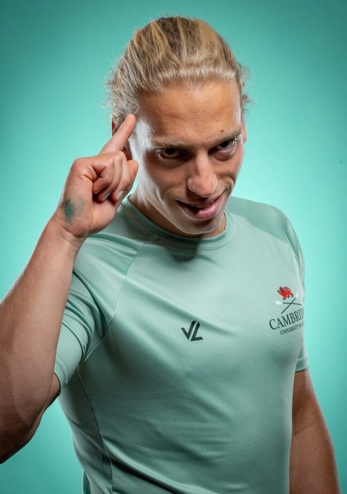 CUBC athlete in light blue top having fun