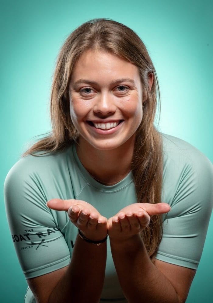 CUBC athlete in light blue top having fun