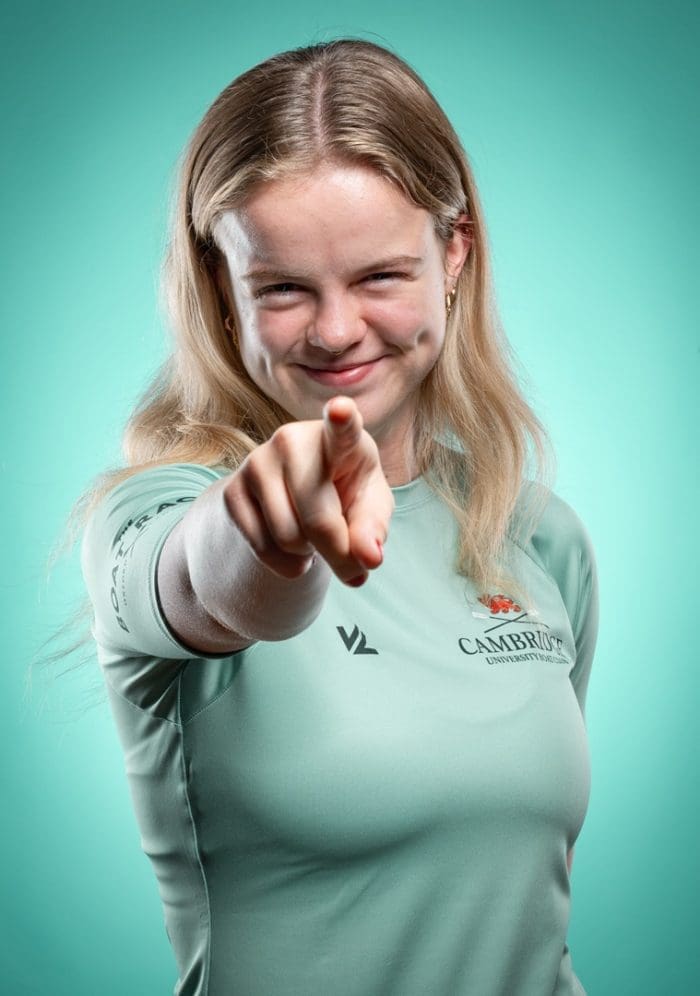 CUBC athlete in light blue top having fun