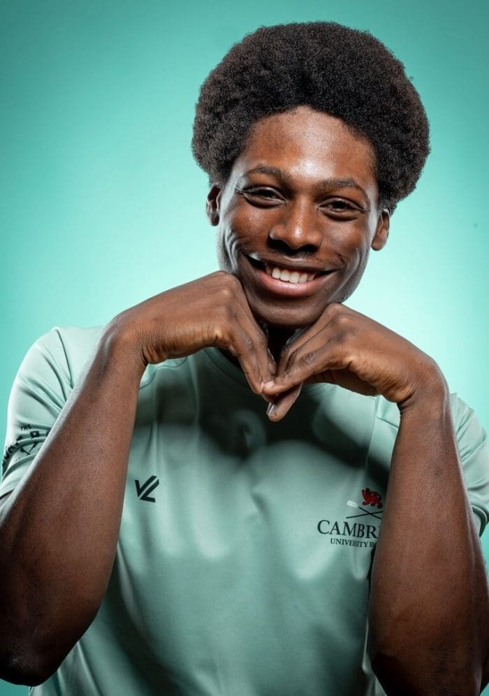 CUBC athlete in light blue top having fun