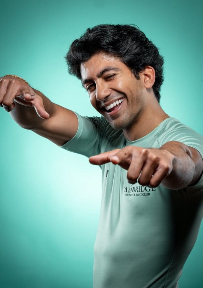 CUBC athlete in light blue top having fun