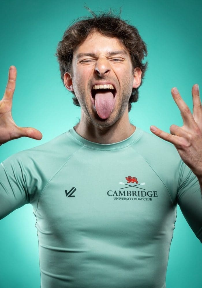 CUBC athlete in light blue top having fun